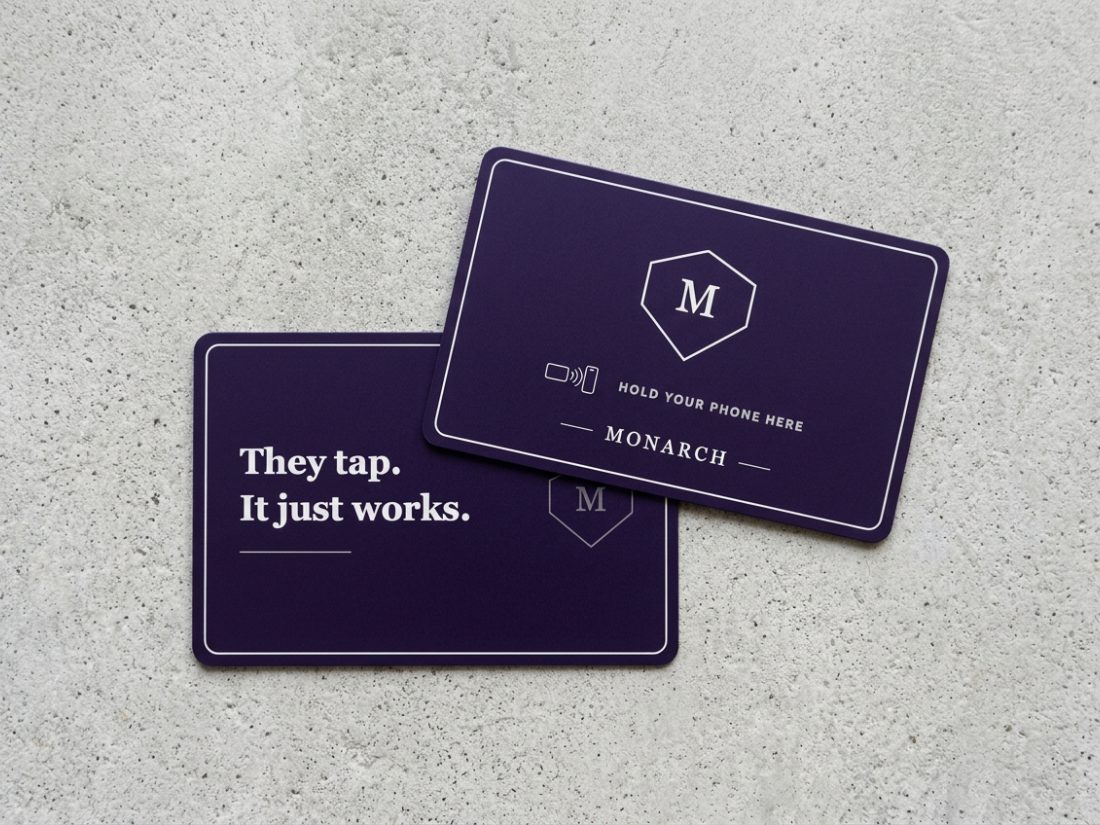 Two Monarch cards, front and back